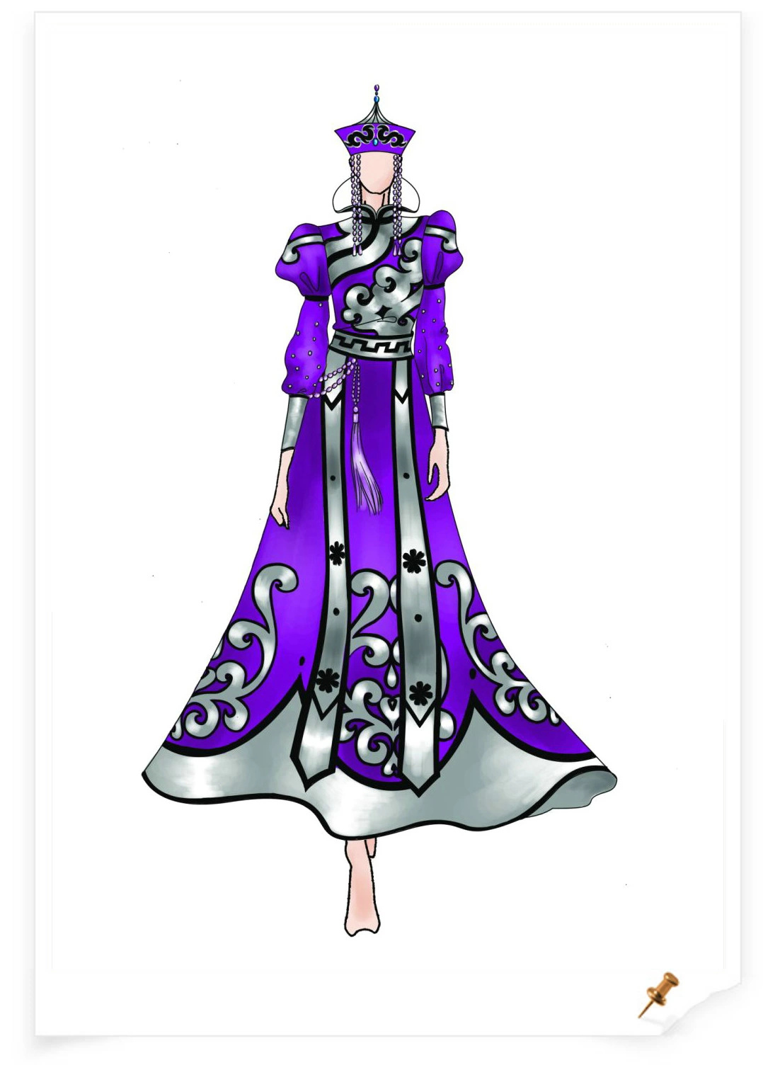 【服装美术】蒙古元素服饰设计效果图