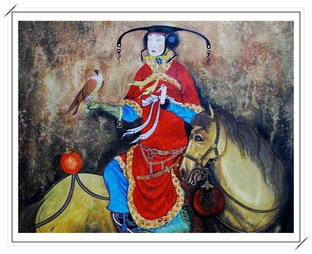 03节日欣赏画中的女人蒙古画家zayasaikhansambuu的作品
