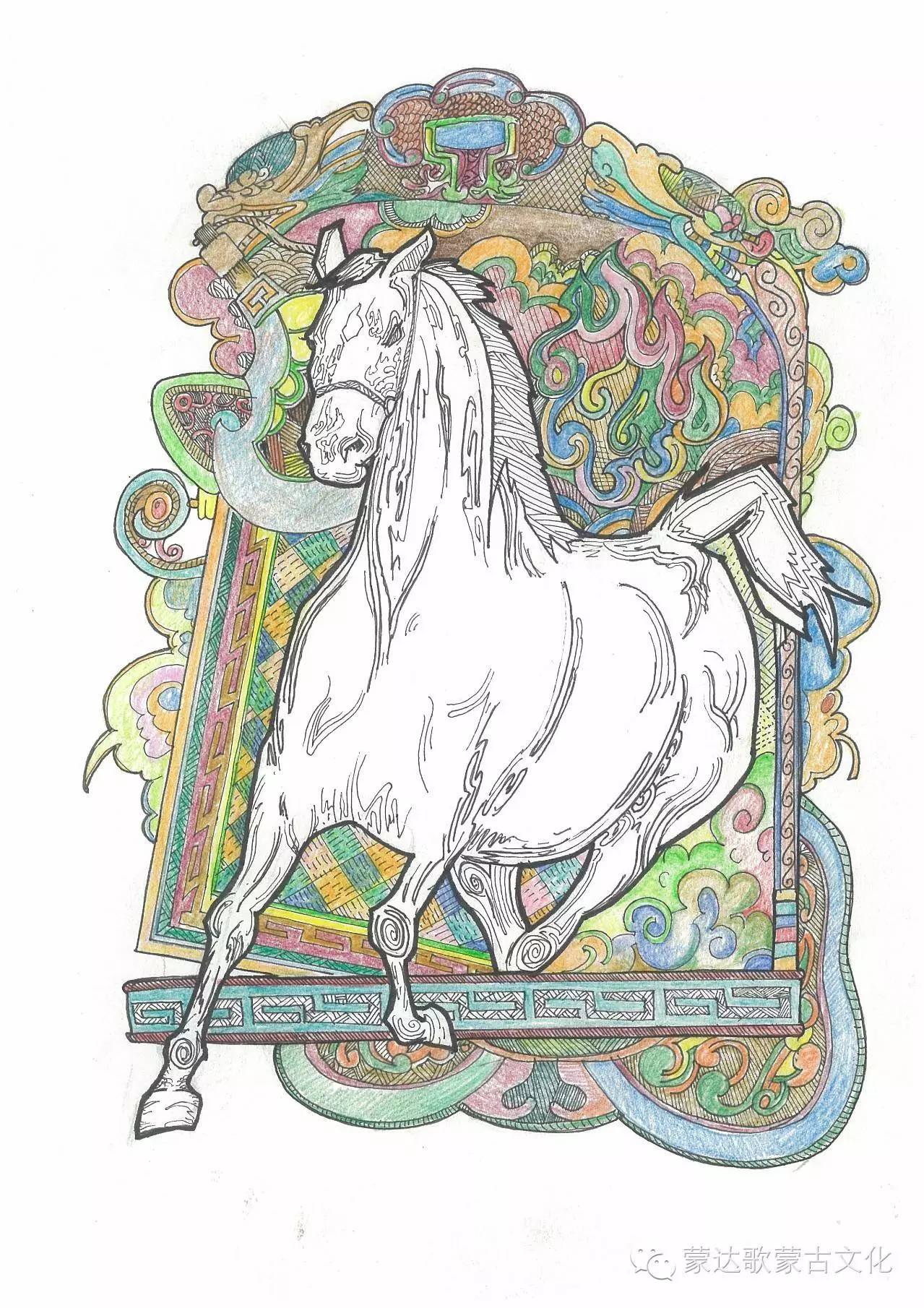 分享一组简单的民族插画-蒙古元素