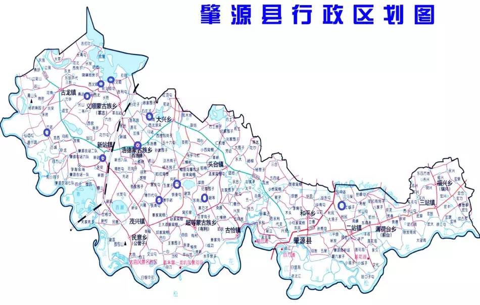 后郭尔罗斯旗蒙古族后裔肇源县蒙古族村落分布图