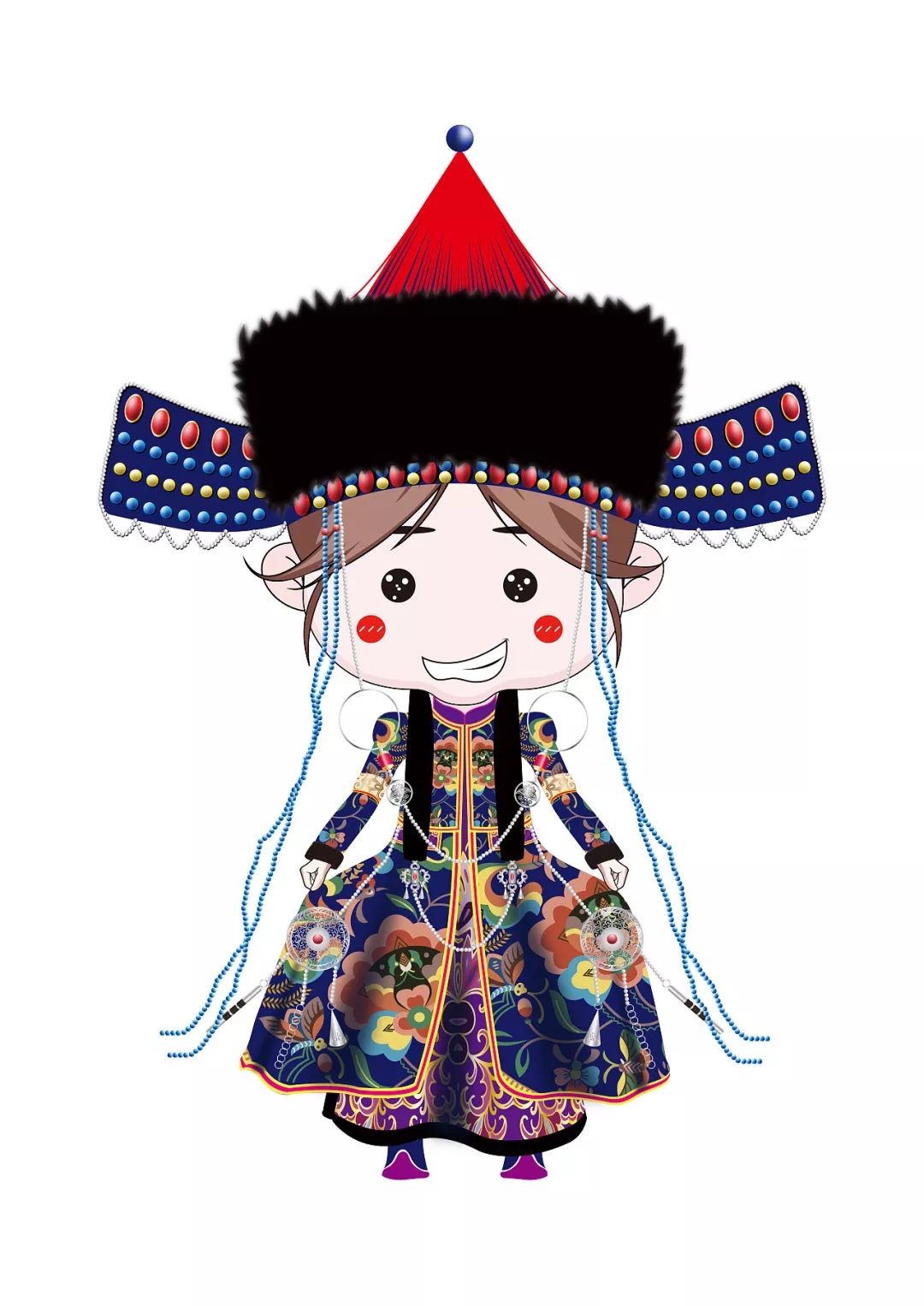 蒙古姑娘卡通图_蒙古素材_蒙古元素