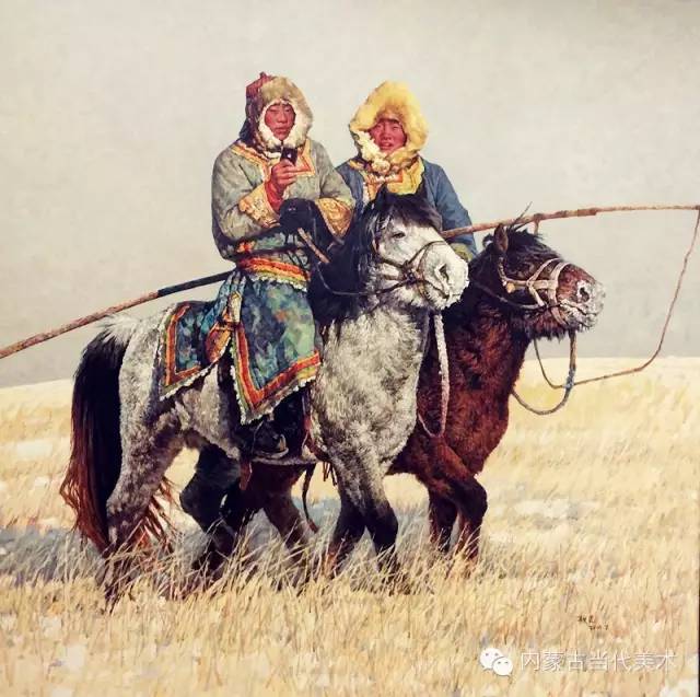 蒙古族画家敖恩和他的油画作品,美丽而庄严