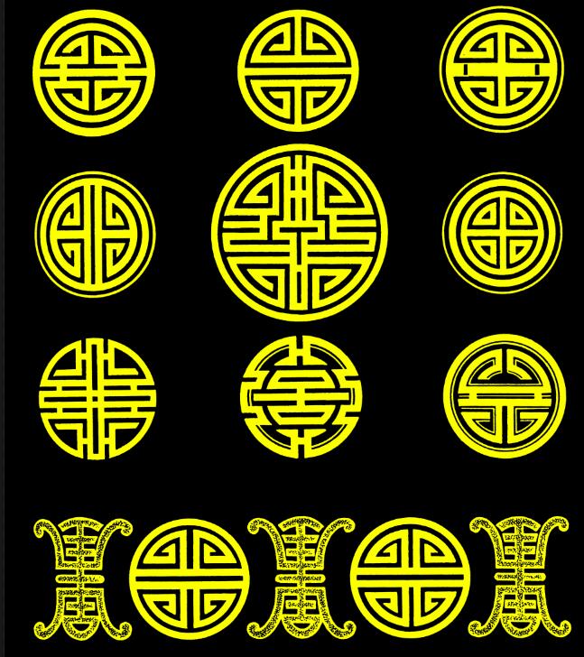 蒙古族圆形图案4个psd