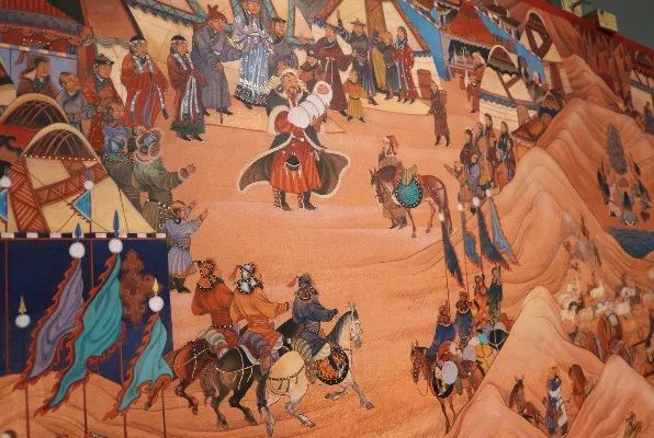 14米长的成吉思汗绘画作品亮相蒙古国乌兰巴托 第4张