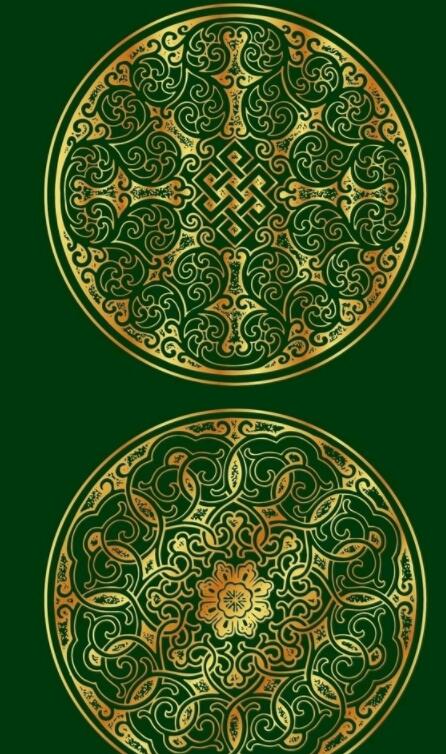 矢量金色蒙古圆形花纹图片