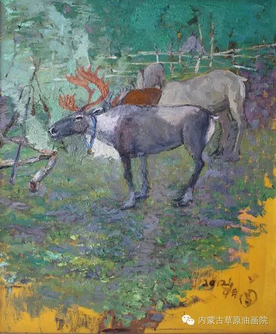 内蒙古草原油画院画家满都呼 第7张