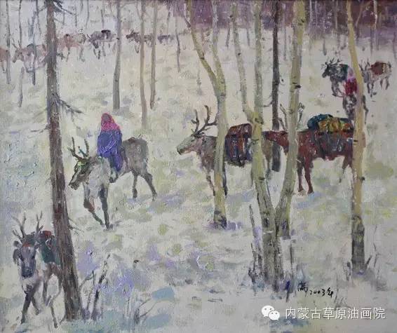 内蒙古草原油画院画家满都呼 第9张