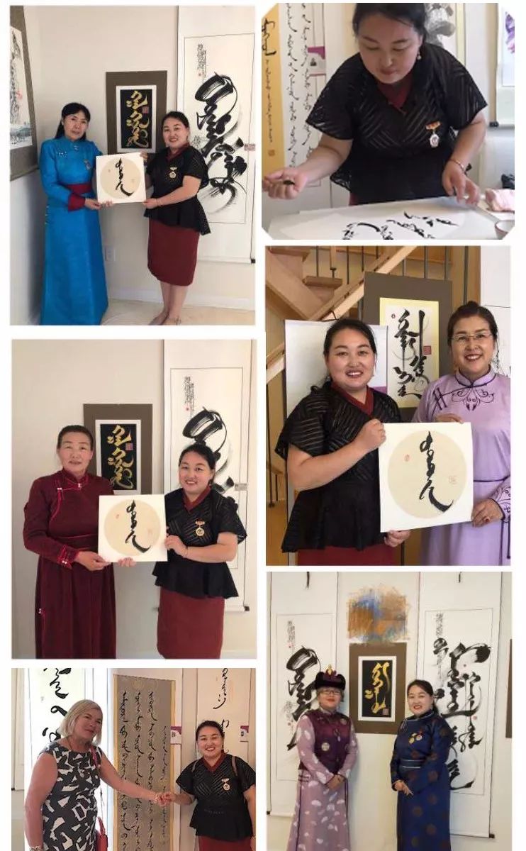 她带着蒙古文书法作品走进加拿大 第2张