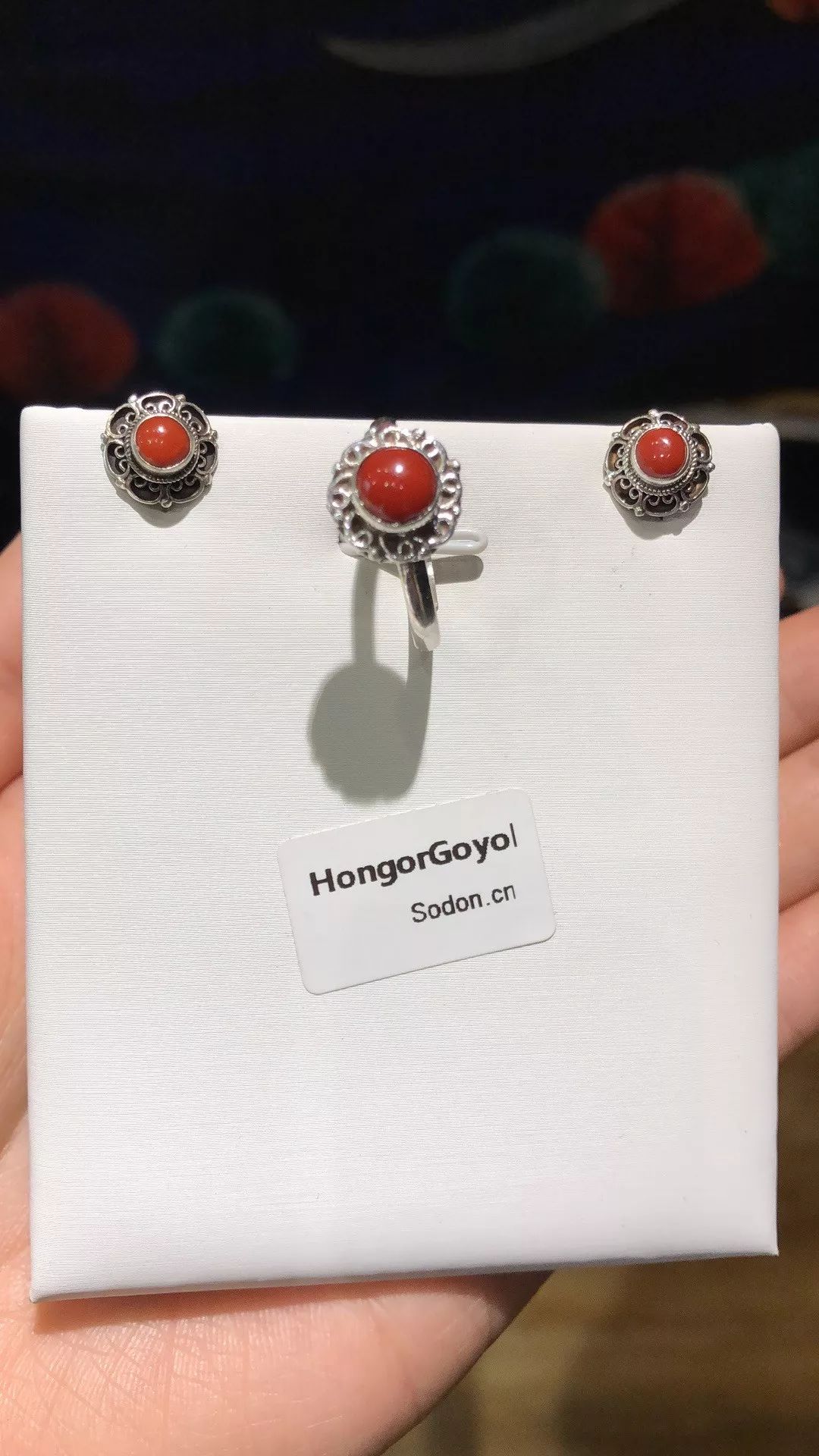 HongorGoyol 银饰天然珊瑚松石系列，传统游牧民族首饰 第33张