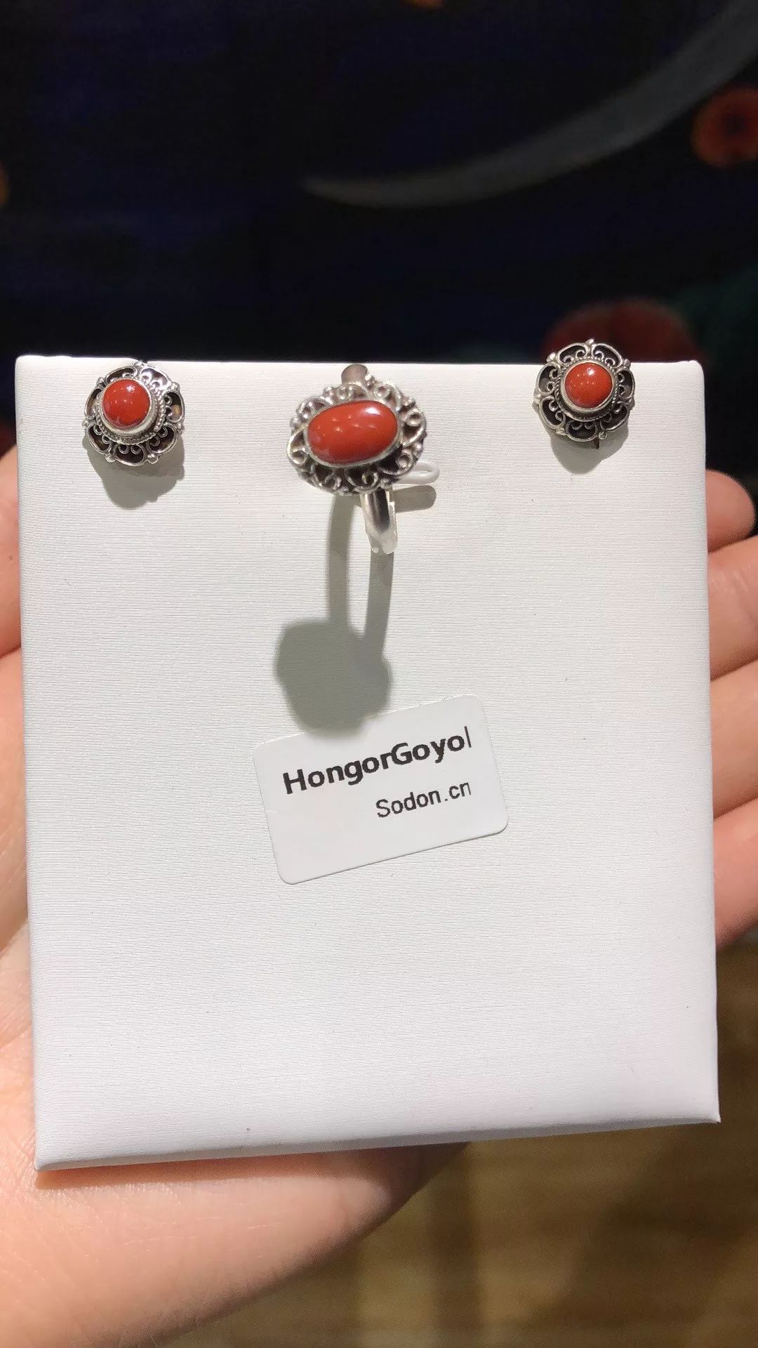 HongorGoyol 银饰天然珊瑚松石系列，传统游牧民族首饰 第41张