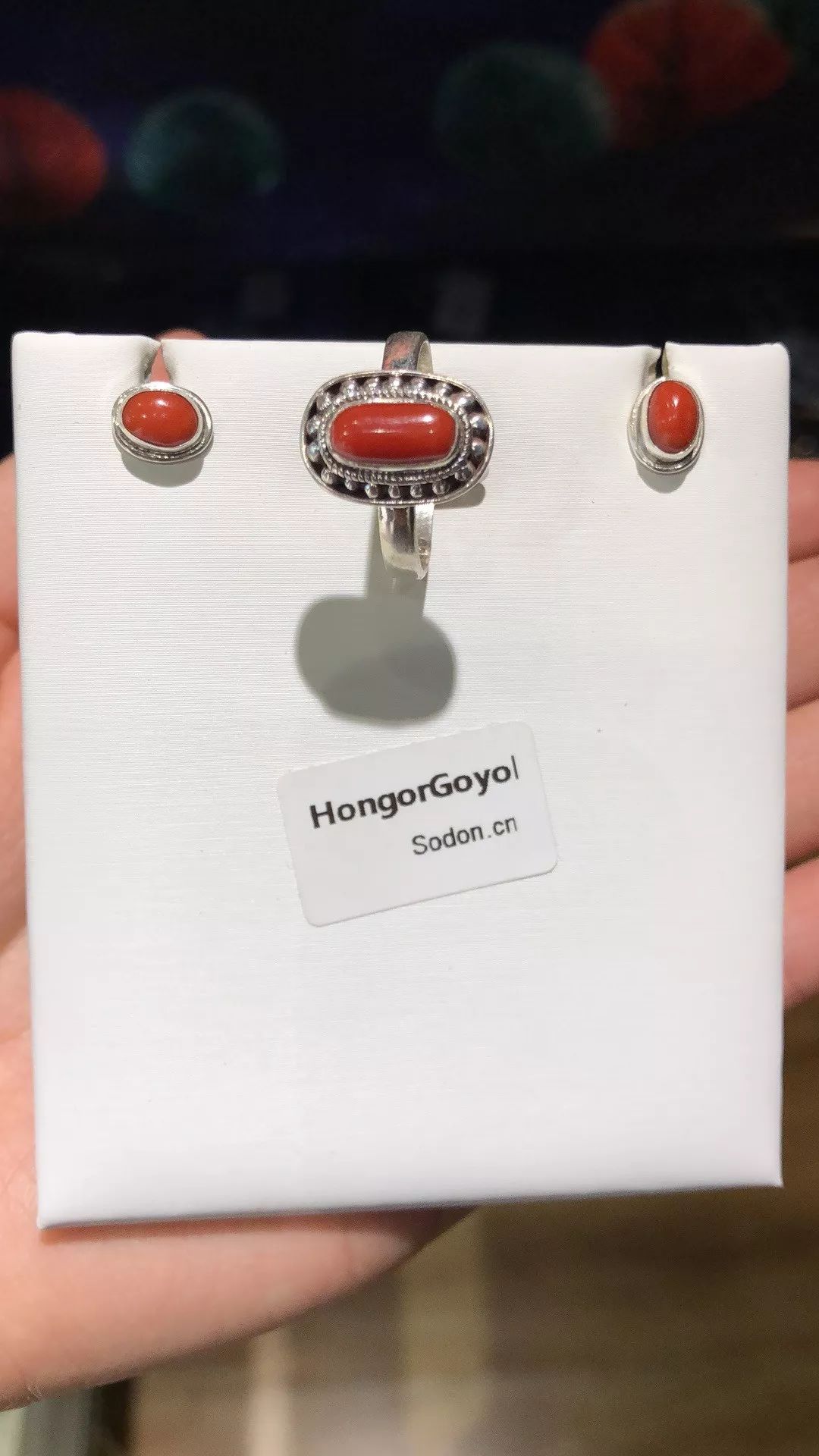 HongorGoyol 银饰天然珊瑚松石系列，传统游牧民族首饰 第44张