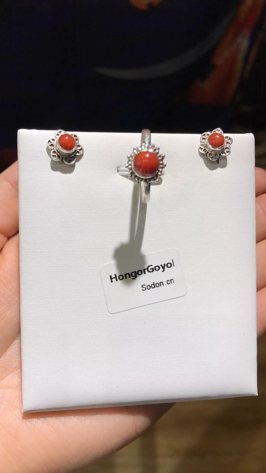 HongorGoyol 银饰天然珊瑚松石系列，传统游牧民族首饰 第60张