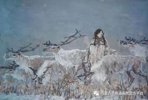 《敖乡的守望者》内蒙古草原油画院画家曾凡江油画作品选