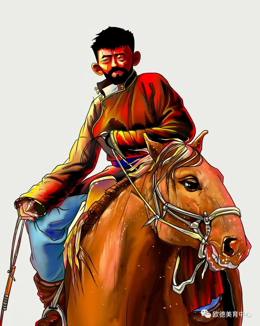 很有美国漫画风格的蒙古漫画插图-内蒙古元素inner mongolia elements