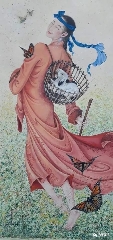 蒙古国女画家甘其其格将蒙古女性的柔美展现得淋漓尽致