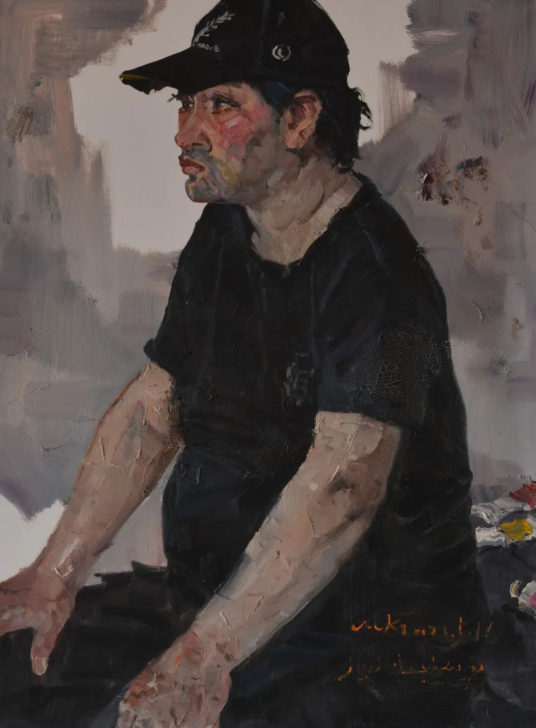 54.孟克巴依尔《多年没见的学生玉素普》 60x80cm 2021年.jpg