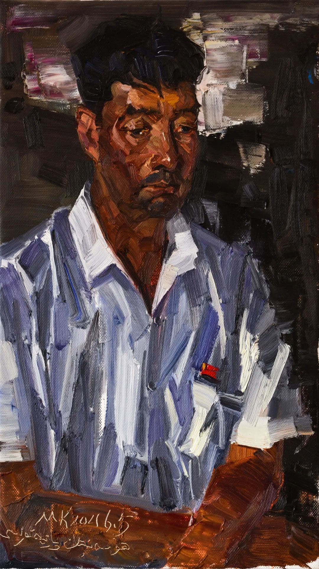 85.孟克巴依尔《村支书》40x60cm 2021年.jpg