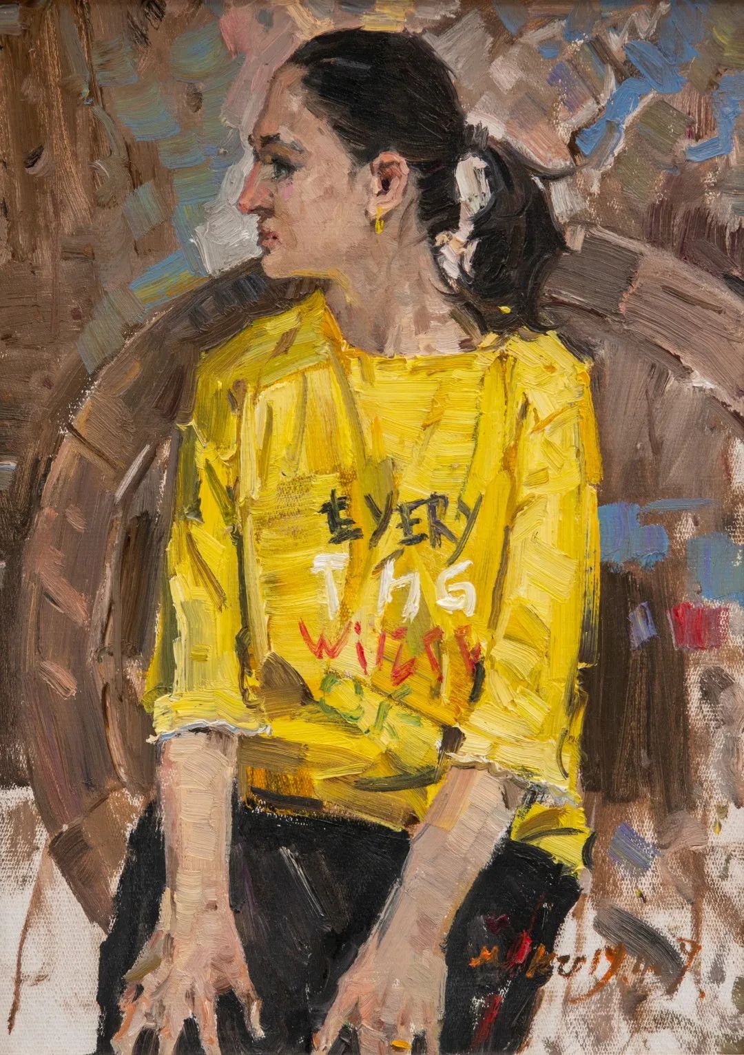 86.孟克巴依尔《穿黄色上衣的古丽》 40x60cm 2019年.jpg