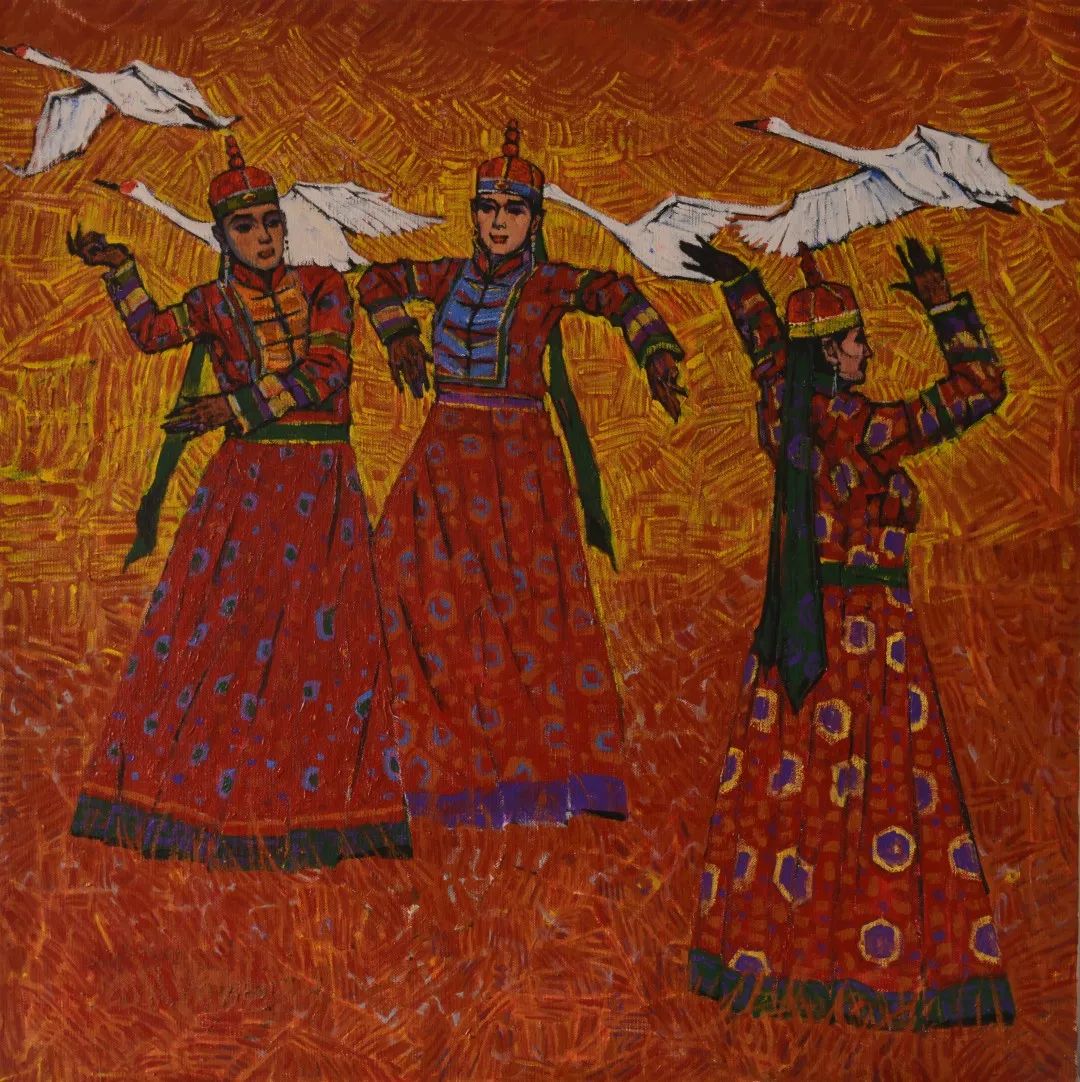 94.孟克巴依尔《共舞》120x120cm 2018年.jpg