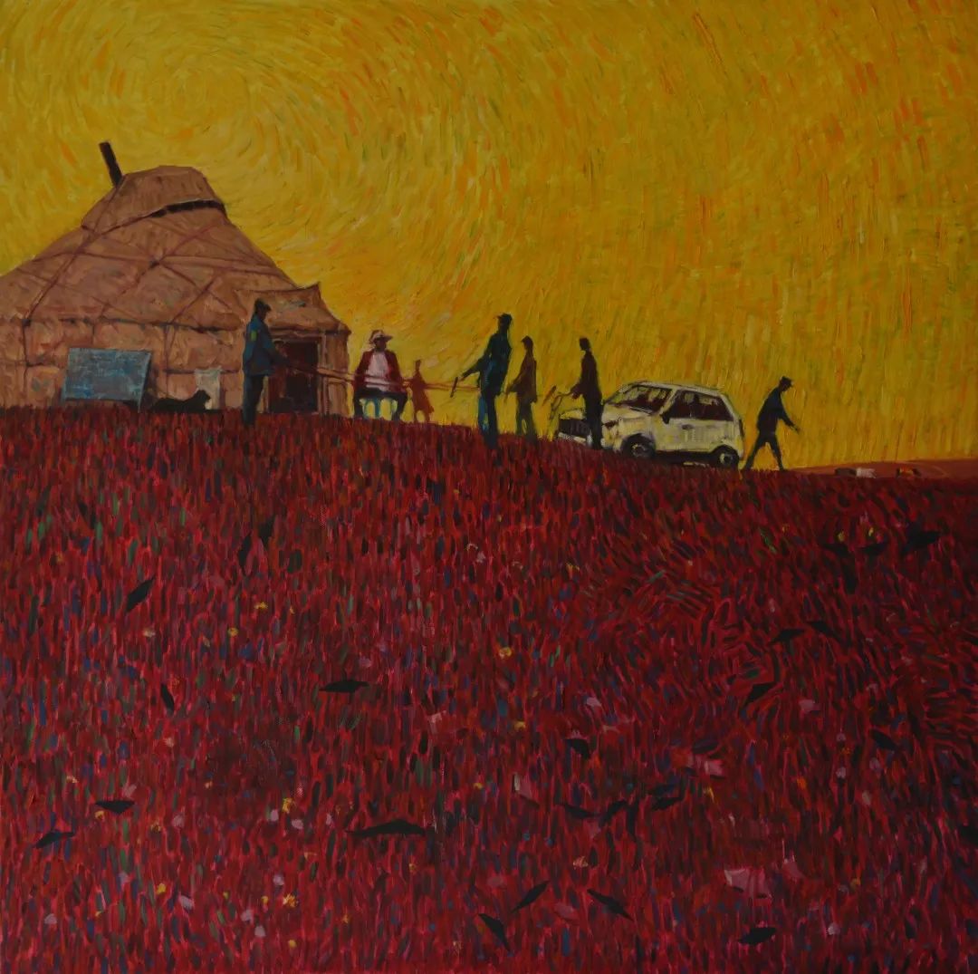 93.孟克巴依尔《红色草原》 120X120cm 2020年.jpg
