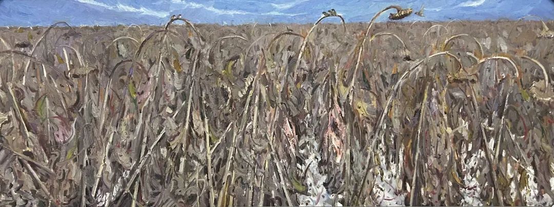 95.孟克巴依尔《秋葵与麻雀》60x160cm 2018年.jpg