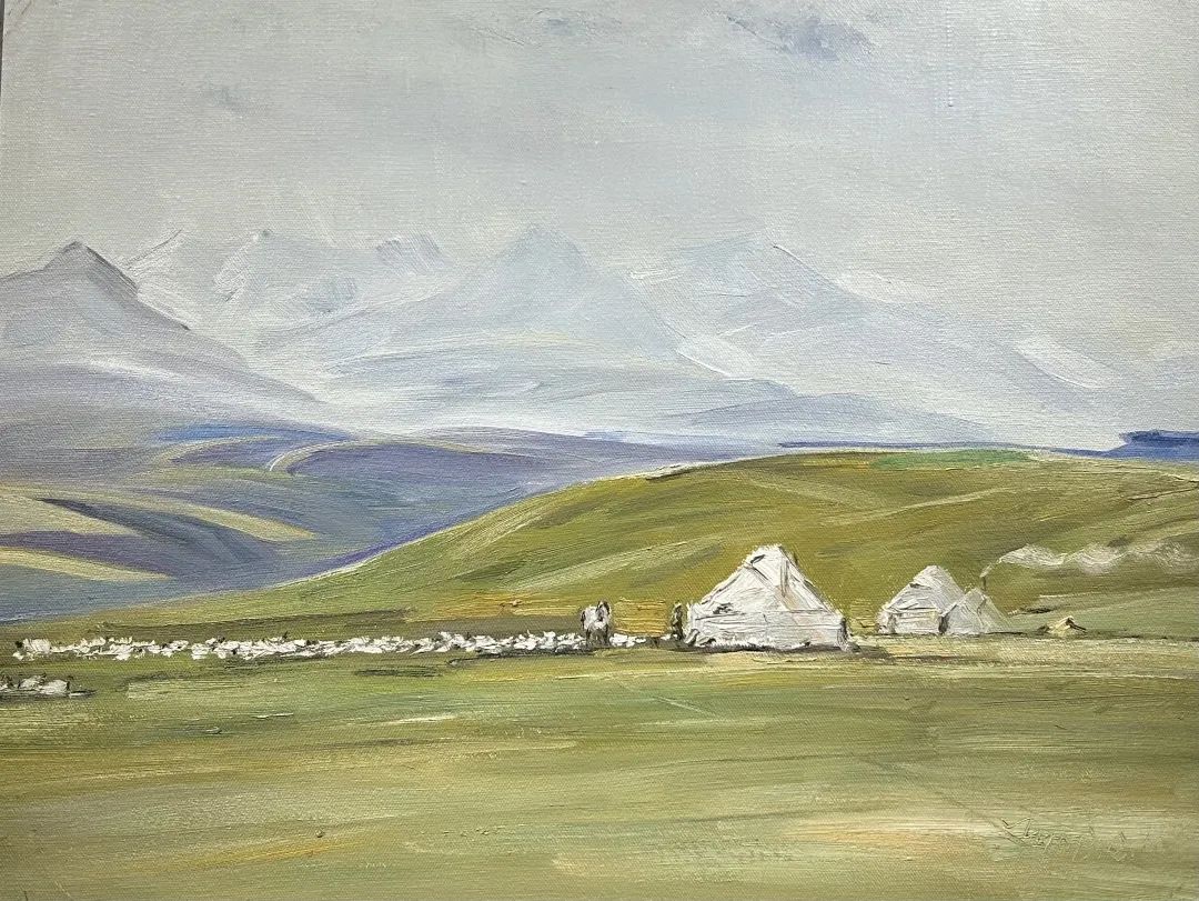 102.孟克巴依尔《巴音布鲁克的清晨》60x90cm 2013年.jpg