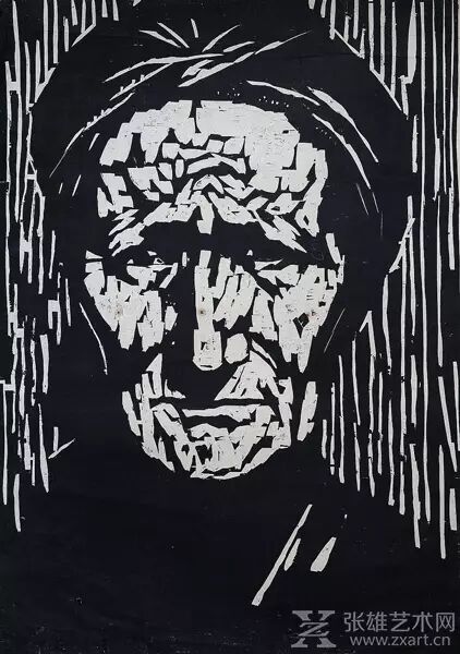 《额吉组画之二》木刻版画 1989年